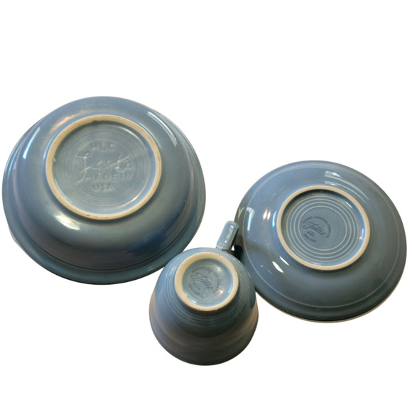 Fiesta Periwinkle 3-Piece Cup Saucer Bowl Set Retired HLC USA Pottery - Picture 3 of 8